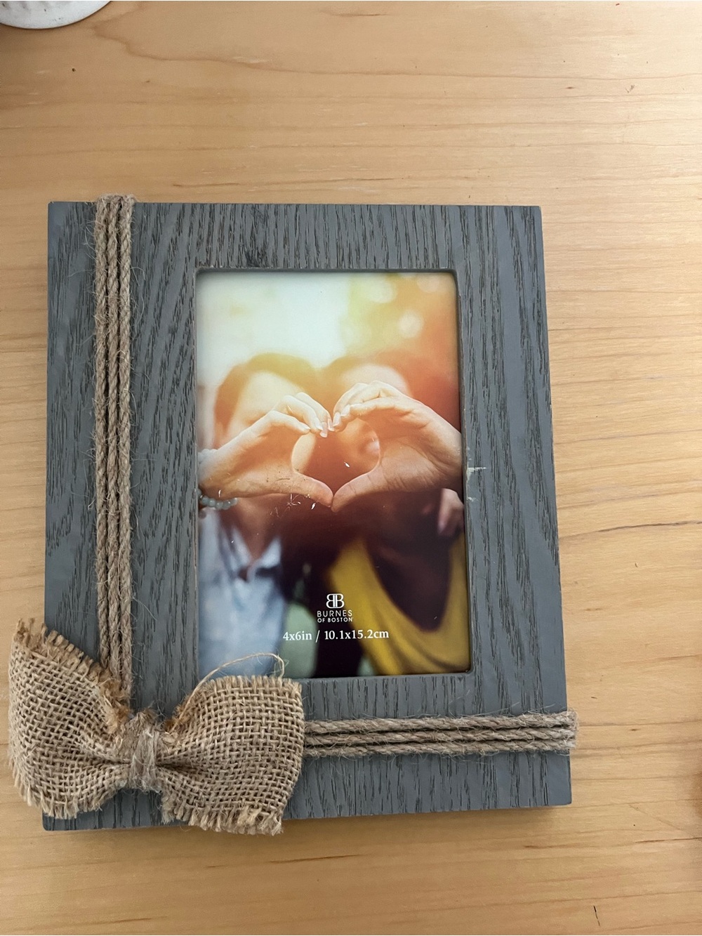 Marshalls Gray Wood Picture Frame with Burlap Bow and Twine